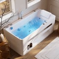 60" Small Jacuzzi Bathtub Jetted with LED Lighting 89-Gallon Capacity