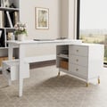 Ultic White L Shaped Office Desk with Storage Drawers & Shelf (1200mm)