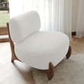 Boucle Armless Upholstered Accent Chair with Ash Wood Leg