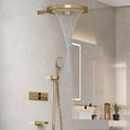 Luxury Gold Thermostatic Shower System with Overhead Rainfall & Handheld Spray