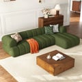 Nimbus 118" 3-Piece Channel Chenille Velvet Sectional Sofa with Chaise
