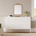 Stria 47" Fluted White 6-Drawer Dresser with Charging Station