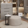 Walk-in Closet Oversized Boucle Ottoman with Sintered Stone Side Table