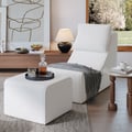 Boucle Armless Upholstered Accent Chair with Ottoman