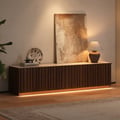 Aura 2130mm Ash Wood Slatted Walnut TV Stand with Sintered Stone Top