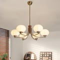 Mid-Century Modern 6-Light Chandelier with Bowl Shade