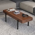 1000mm Rustic Narrow Coffee Table Pine Wood Top for Small Space