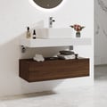 900mm Modern Floating Bathroom Vanity Set With Single Basin White and Walnut