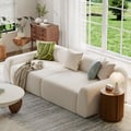 3-Seater Modern White VelvetSofa with Deep Seat