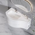 35" Floating Curved Bathroom Vanity Half-Circle Bathroom Cabinet White