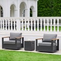 Outdoor Gray Wood & Aluminum Swivel Chair with Cushion Set of 2
