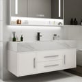 Bathroom Vanity Set 39.4" Modern Floating Sintered Stone Bathroom Vanity White with Sink