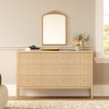 Stria 47" Fluted Natural 6-Drawer Dresser with Charging Station