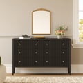 Stria 47" Fluted Black 6-Drawer Dresser with Charging Station