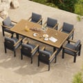 9 Pieces Rectangle Wood & Aluminum Outdoor Patio Dining Set for 8 Person