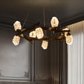 8-Light Black Crystal LED Chandelier with Ring Frame - Modern Statement Chandelier