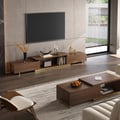 Mordelle Glossy Walnut Extendable TV Stand & Coffee Table Set