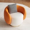 Suncurve Faux Leather Swivel Sloped Barrel Accent Chair