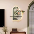 LED Wall Clock with Vase & Faux Flowers – 23.6” Decorative White & Green Wall Art
