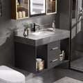 Bathroom Vanity Set 35.4" Modern Floating Sintered Stone Bathroom Vanity Black with Sink