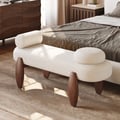 53" Modern Boucle Bedroom Bench with Rubber Wood Legs