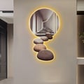 39.4" Extra-Large Wall Art LED Acrylic Modern Abstract Stone Corridor Wall Decor