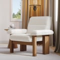 Boucle Solid Wood Accent Chair with Ottoman