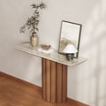 47" Travertine Top Solid Wood Fluted Console Table