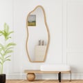 Unusual wooden mirror for wall or floor mounting