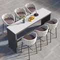 7-Pieces 70.9'' Concrete Rectangle Bar Dining Table Set for Outdoor Patio