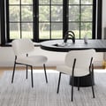 Modern White Boucle Dining Chair with Metal Legs Set of 2