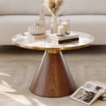 28" Round Walnut Sintered Stone Top Coffee Table