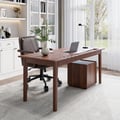 62.9" Modern Style Walnut Ash Wood Home Office Desk with 6 Drawers