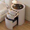 Round Smart Leather Makeup Vanity Set with Charging Station