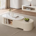 Velar Extendable Sintered Stone Top Coffee Table with Storage(47"-67")