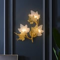 Gold Maple Leaf Wall Sconce – Elegant 3-Light Glass Shade Fixture, 18.1"