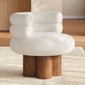 Swivel Boucle Barrel Armless Solid Wood Accent Chair