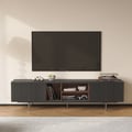 Modern 2000 mm black TV lowboard with open storage space