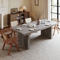 86.6" Farmhouse Rectangle Wood Dining Table Gray Seats 6-10 People