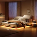 Modern Super King Size Floating Bed Frame with Light & Adjustable Headboard