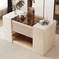 60" Glass Top Dresser Walk-in Closet Island with Jewelry Storage