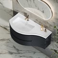 35" Floating Curved Bathroom Vanity Half-Circle Bathroom Cabinet Black
