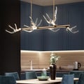 6-Light Golden Resin Deer Horn Art Deco Chandelier