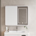 31.5" LED Medicine Cabinet Wall-mounted Bathroom Mirror Matte White