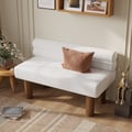Boucle Solid Wood Walnut Upholstered Entryway Bench