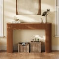 Oval Walnut Console Table with Waved Wood Top