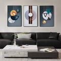 3 Pieces Luxury Wall Decor Set  With Black Frame Abstract Paintings in Living Room