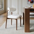 Modern Rubber Wood Walnut Dining Chair with Boucle Upholstery