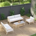 Ropipe 4-Pieces Woven Rope Outdoor Sectional Sofa Set in Khaki & White For 6