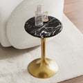 12" Round Marble Cocktail Table with Gold Base